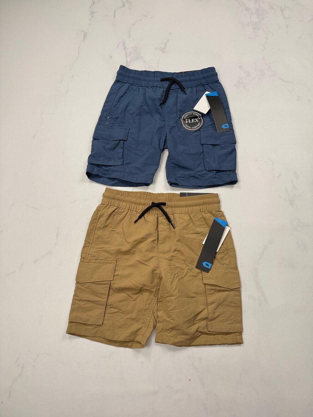 Tony Hawk Hawk Cargo Shorts Tan Blue Modern Utility Bundle of 2 - Boys 5/6